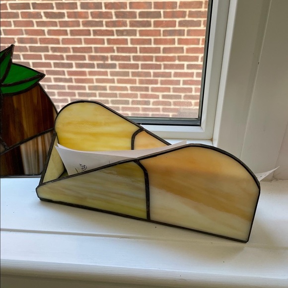 Vintage Stained glass flower art & letter/receipt/organizer - Picture 6 of 8